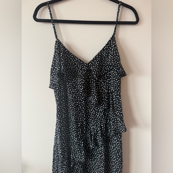 Ember Black Polka Dot Asymmetrical Layered Dress Size L - Picture 2 of 5